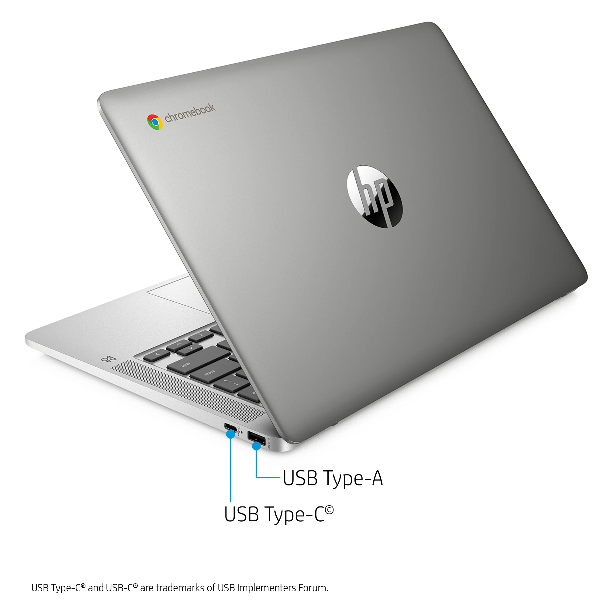 HP Chromebook 14in FHD Laptop, Intel Pentium Silver N5000, 4GB RAM, 64GB HD, Chrome OS, Silver